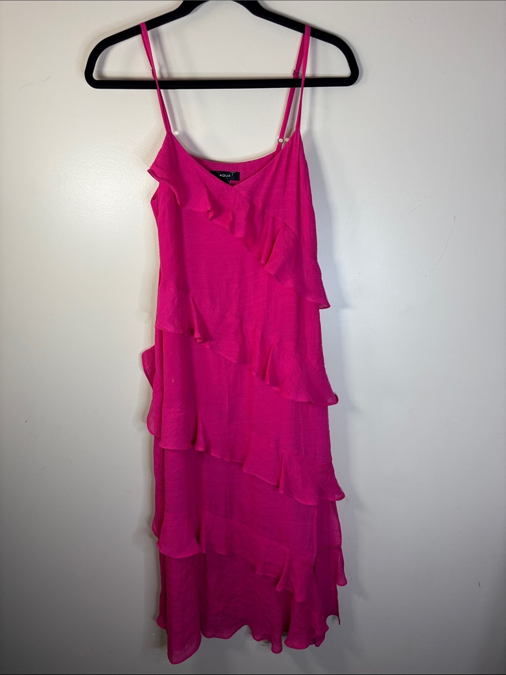 Aqua Fuchsia Ruffle Tiered Slip Dress
